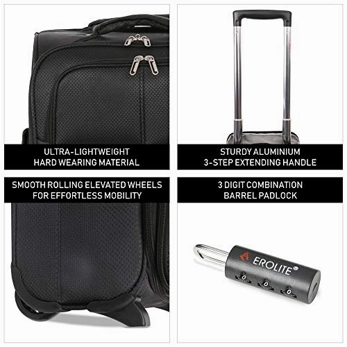 Large Capacity Maximum Allowance 22x14x9 All Parts Carry On Luggage Bag | Rolling Travel Suitcase Lightweight Small Soft Trolley for Women | Approved by Delta, United, Southwest & Many More