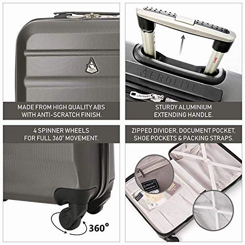 Large Capacity Maximum Allowance 22x14x9 Built-in TSA Airline Approved Delta United Southwest Carry On Luggage Trolley Rolling Suitcase Body Size 19.3x14x9in | Small Hard Shell Underseat Bag 16x10x8in