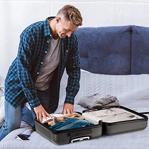 Large Capacity Maximum Allowance 22x14x9 Built-in TSA Airline Approved Delta United Southwest Carry On Luggage Trolley Rolling Suitcase Body Size 19.3x14x9in | Small Hard Shell Underseat Bag 16x10x8in