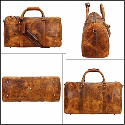 Leather Duffel Bags For Men Women - Airplane Underseat Carry On Luggage By Rustic Town