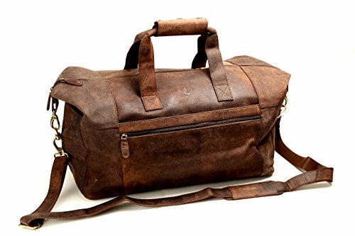Leather Travel Duffel Bag Overnight Weekend Luggage Carry On Airplane Underseat