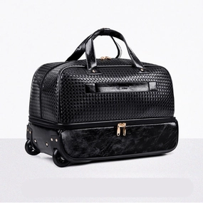 Letrend Black Rolling Luggage Spinner Men Large Capacity Travel Bag Suitcases Wheel 20 Inch Carry
