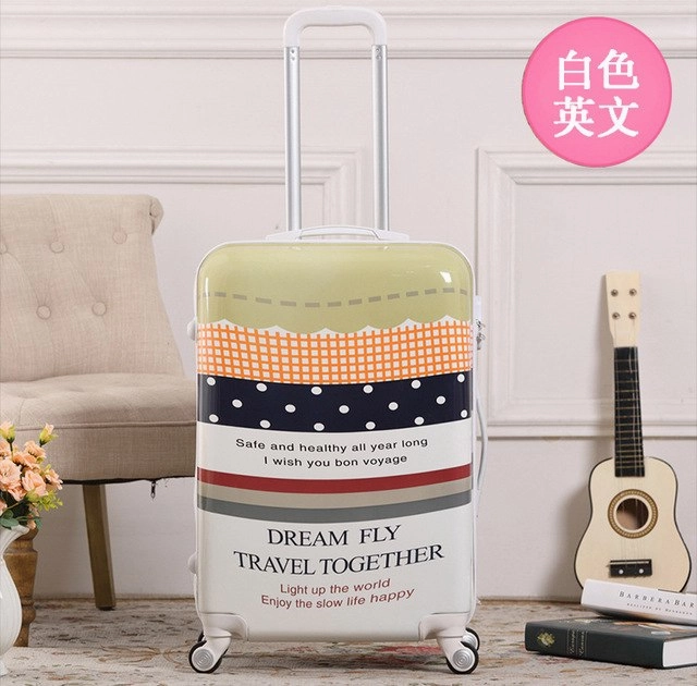 Letrend British Style Student Rolling Luggage Spinner Women Trolley Suitcase Wheels 20 Inch Carry