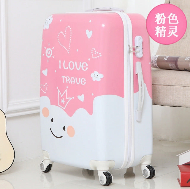 Letrend Cute Cartoon Student Rolling Luggage Spinner Children Trolley Suitcase Wheels Kids Carry On
