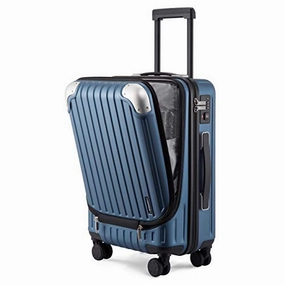 LEVEL8 Carry-On Luggage, Hardside Suitcase, 20 Lightweight ABS PC Hardshell Spinner Trolley for Luggage with Built-In TSA Lock, 8 Spinner Wheels, Blue, 20-Inch Carry-On
