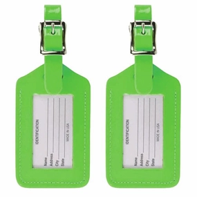 Lewis N. Clark 2-Pack Neon Leather Luggage Tag, Green, One Size