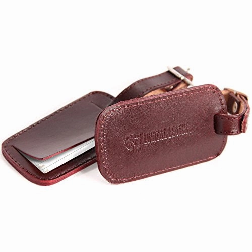 Logical Leather Luggage Tag Genuine Leather Travel Id Tags With Adjustable Leather Strap, Address