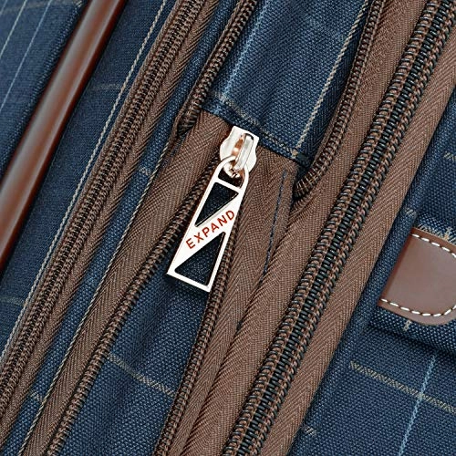 London Fog Kensington II 20" Expandable Spinner Carry On, Navy Window Pane
