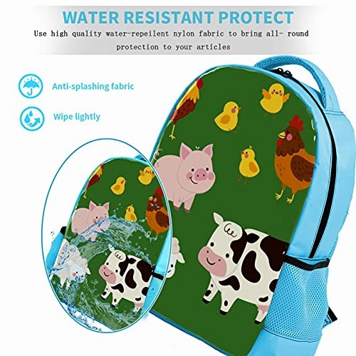 LORVIES Farm Animal Green Backpack Kids School Book Bags for Elementary Primary Schooler for Boys