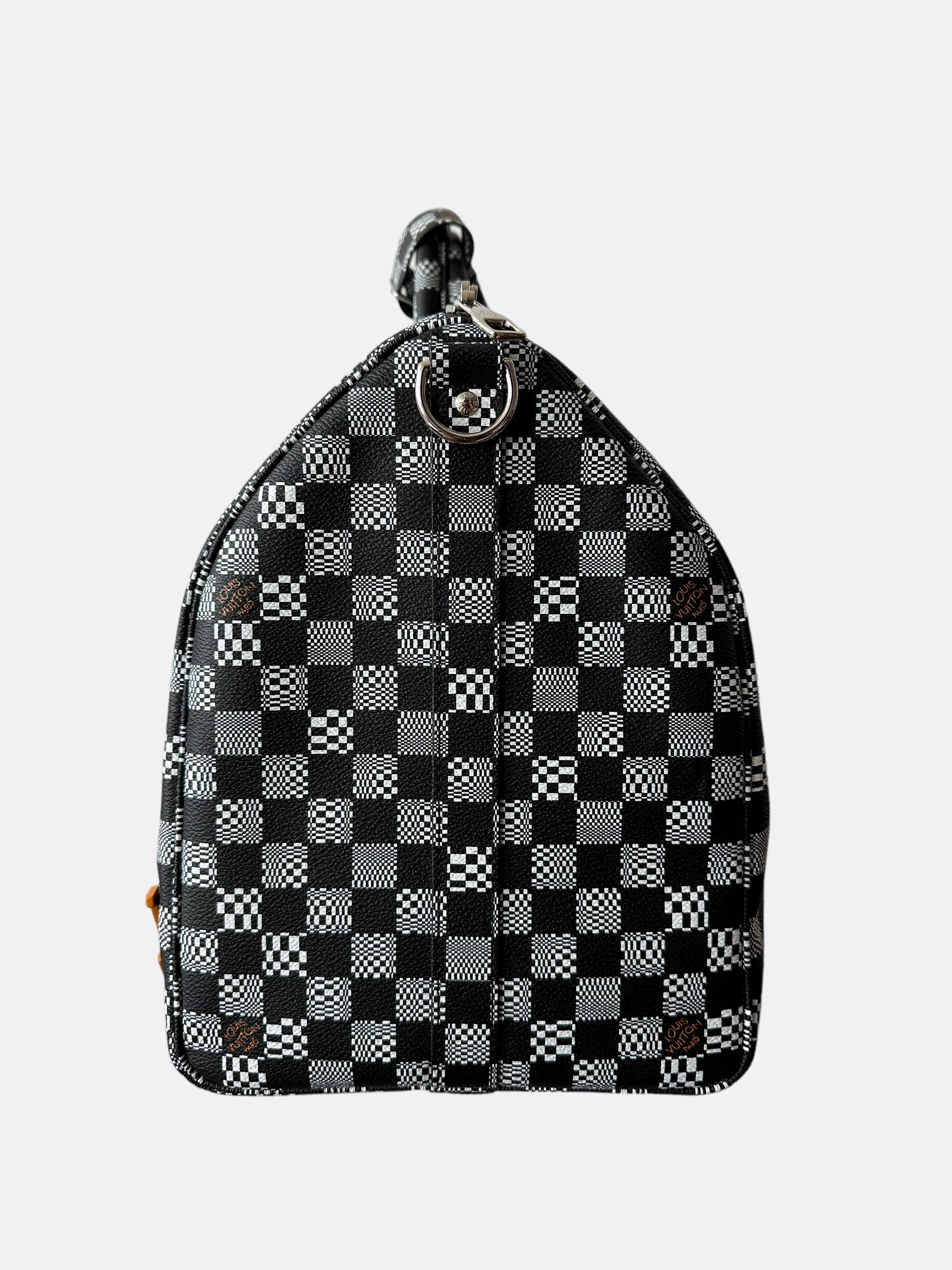 Louis Vuitton Black & White Distorted Damier Keepall 50