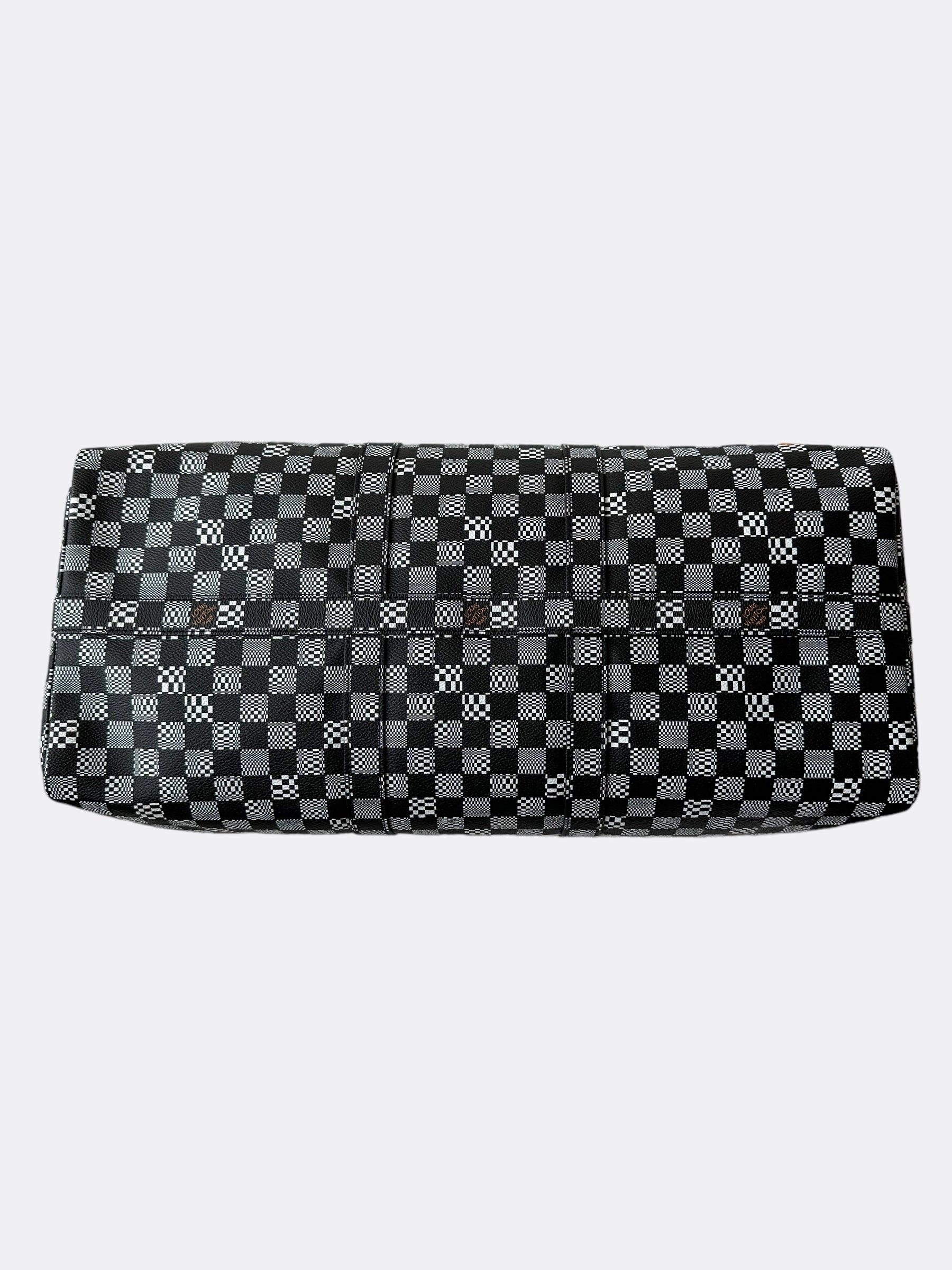 Louis Vuitton Black & White Distorted Damier Keepall 50