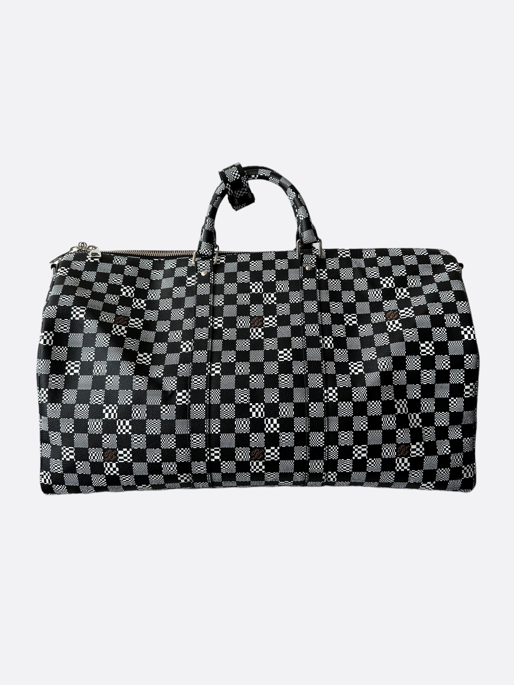 Louis Vuitton Black & White Distorted Damier Keepall 50