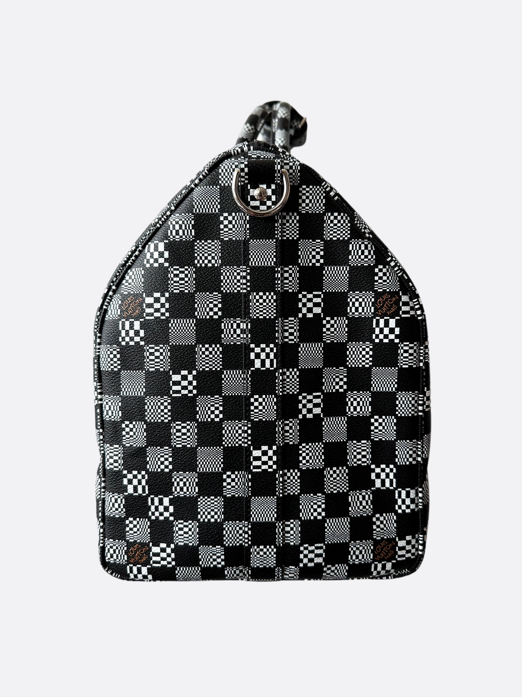 Louis Vuitton Black & White Distorted Damier Keepall 50