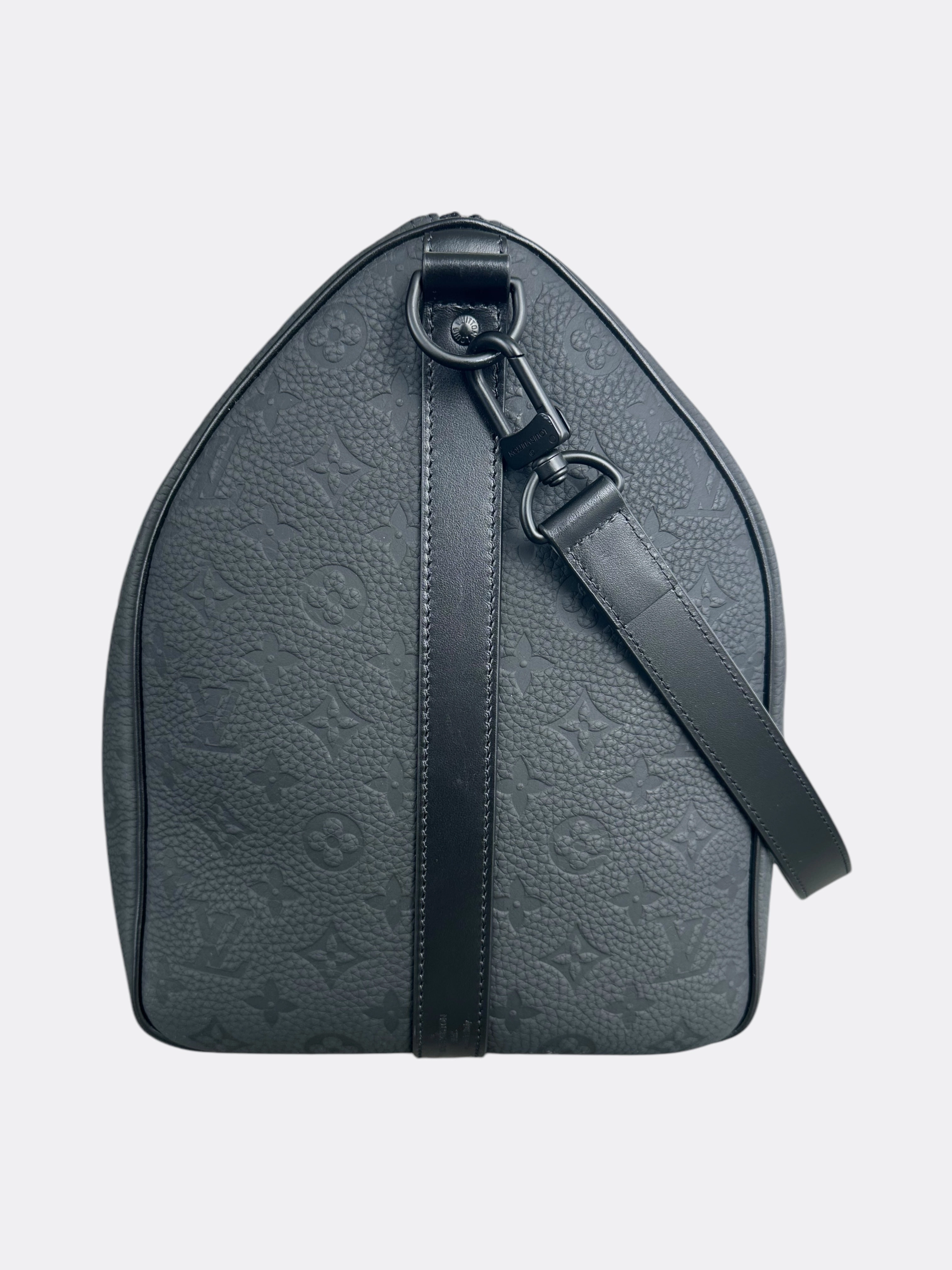 Louis Vuitton Black Taurillon Monogram Keepall 50