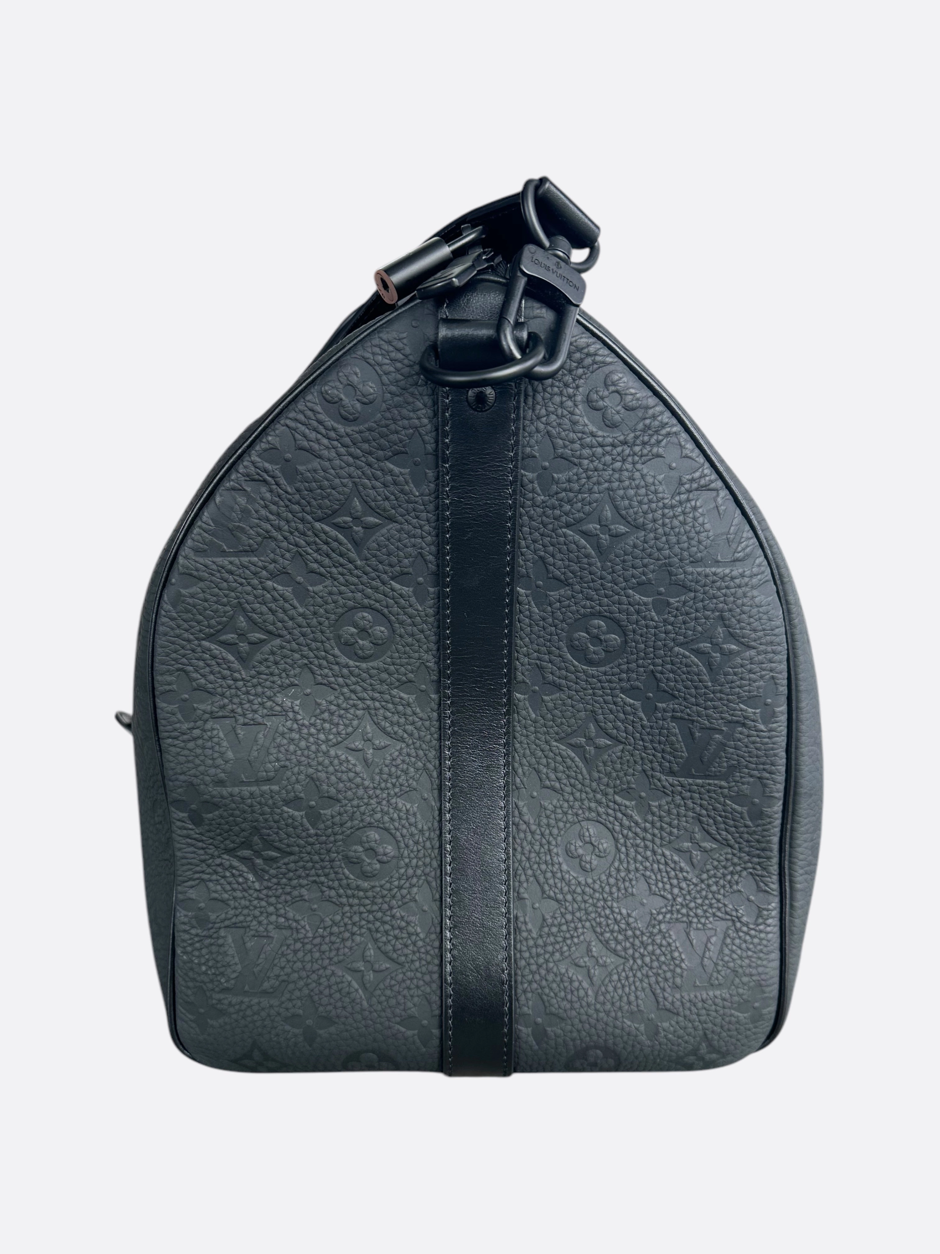Louis Vuitton Black Taurillon Monogram Keepall 50