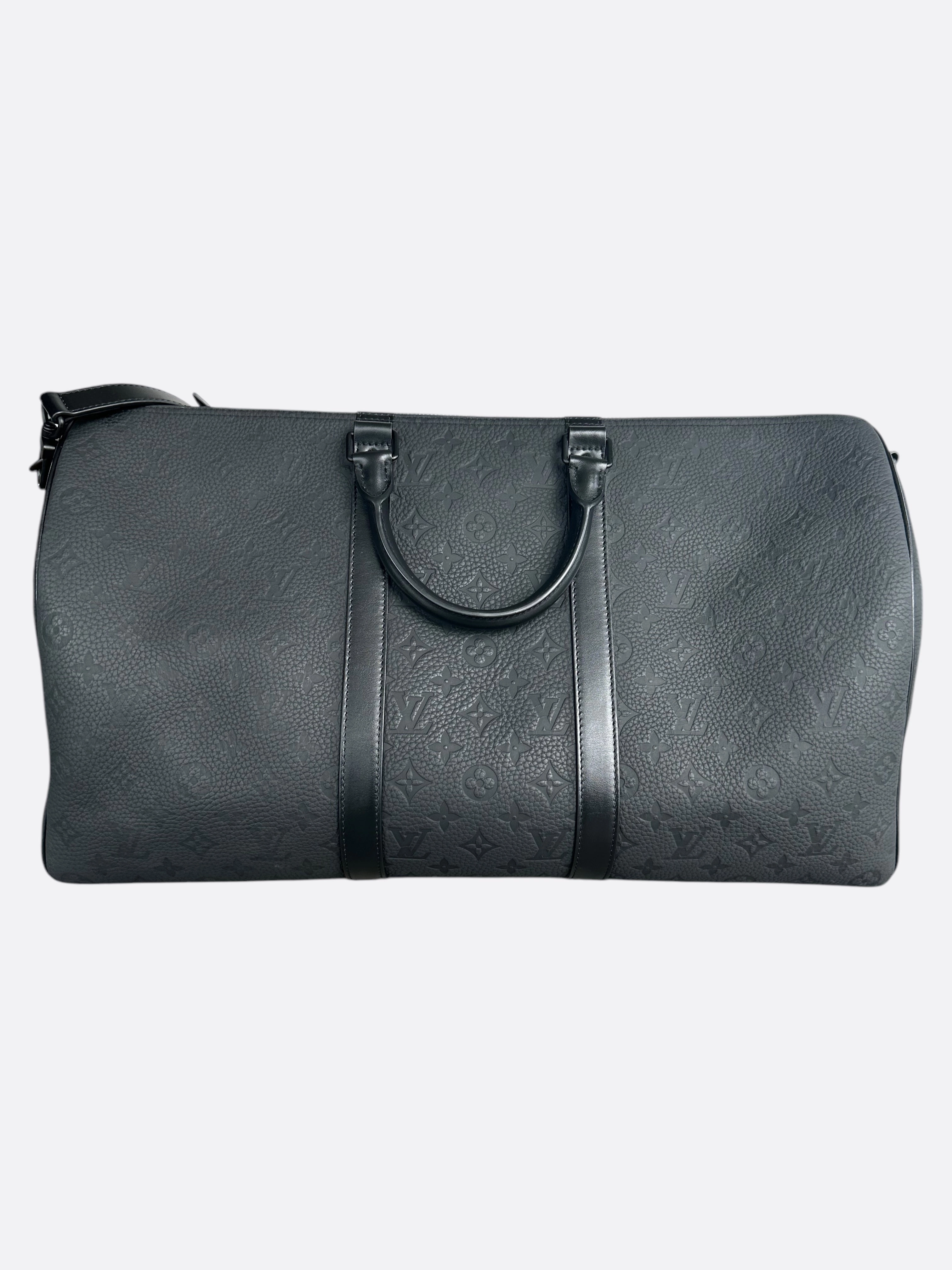 Louis Vuitton Black Taurillon Monogram Keepall 50