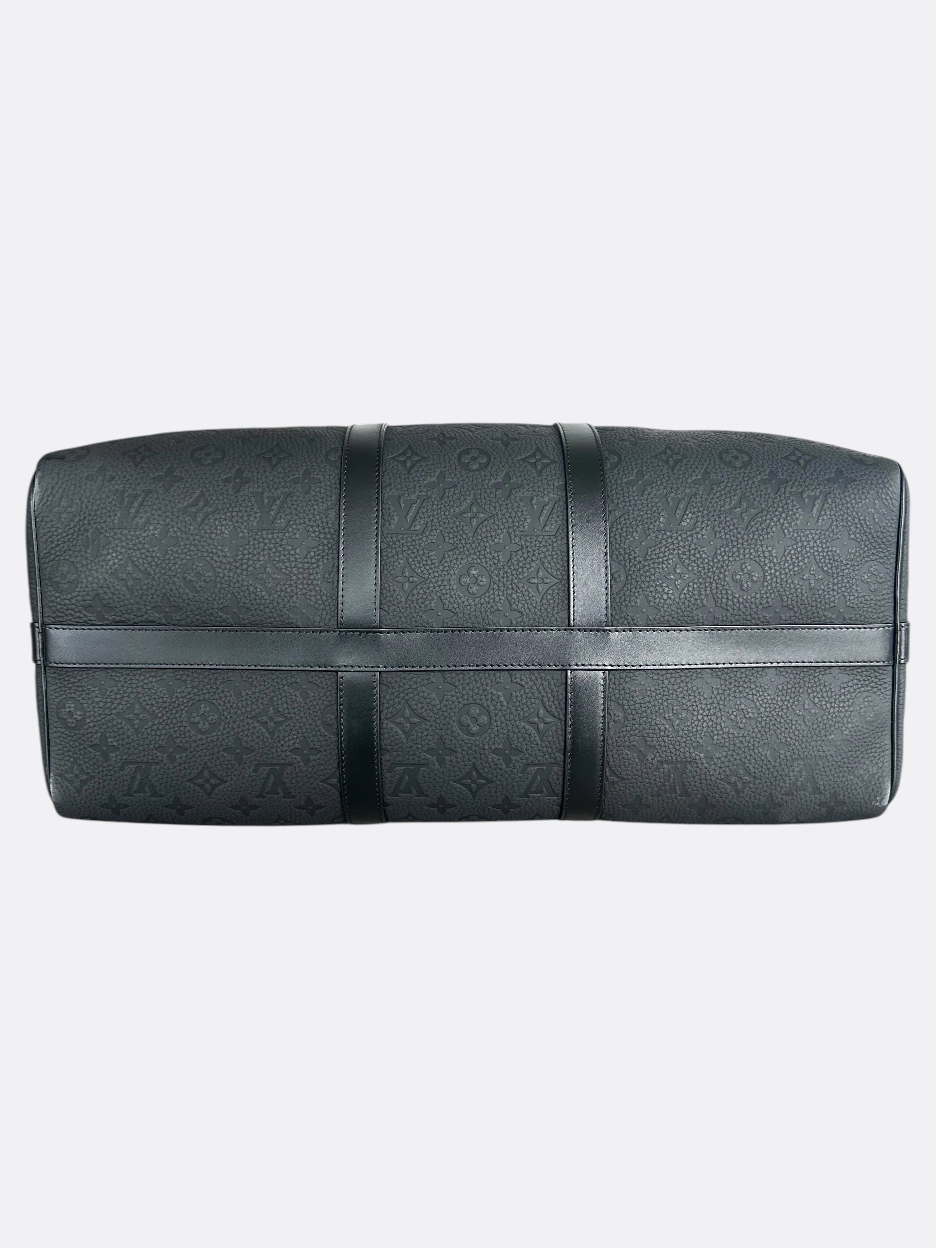 Louis Vuitton Black Taurillon Monogram Keepall 50