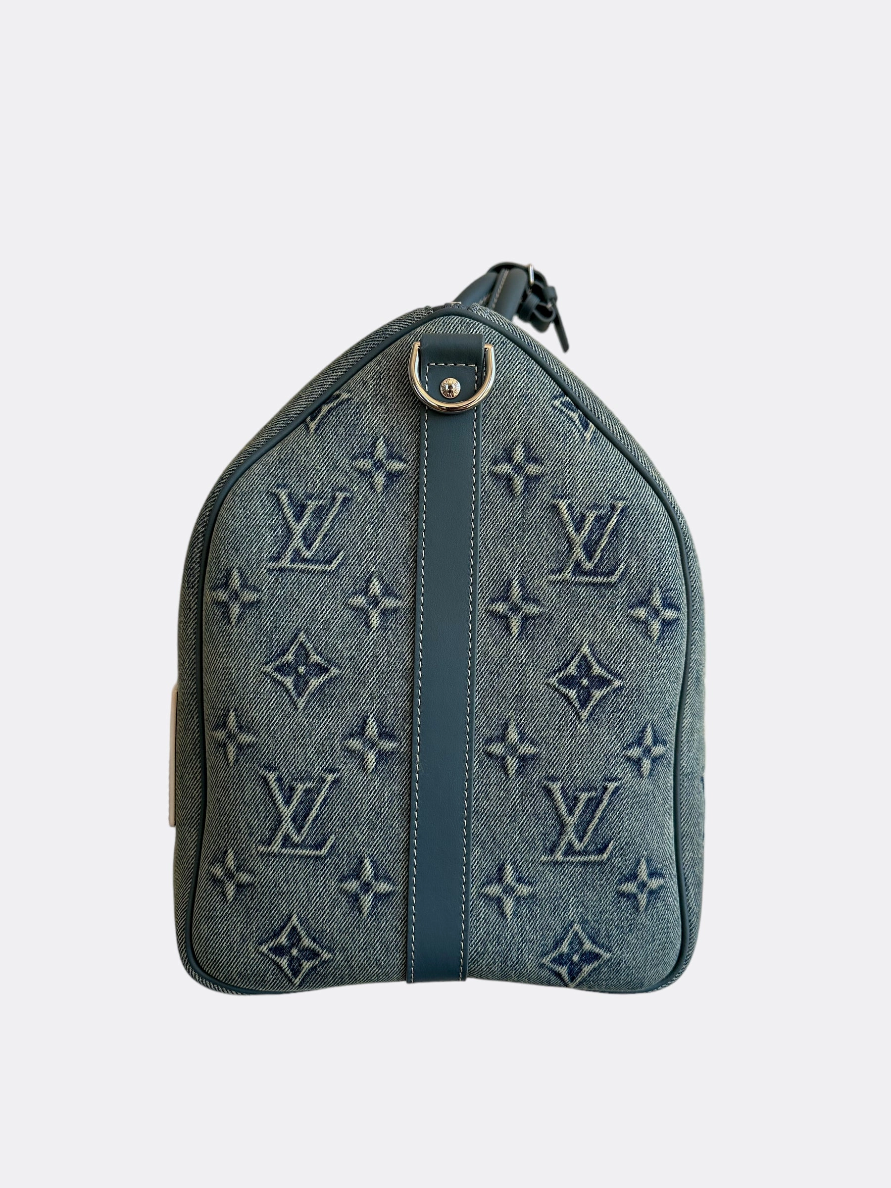 Louis Vuitton Blue Denim Monogram Keepall 50