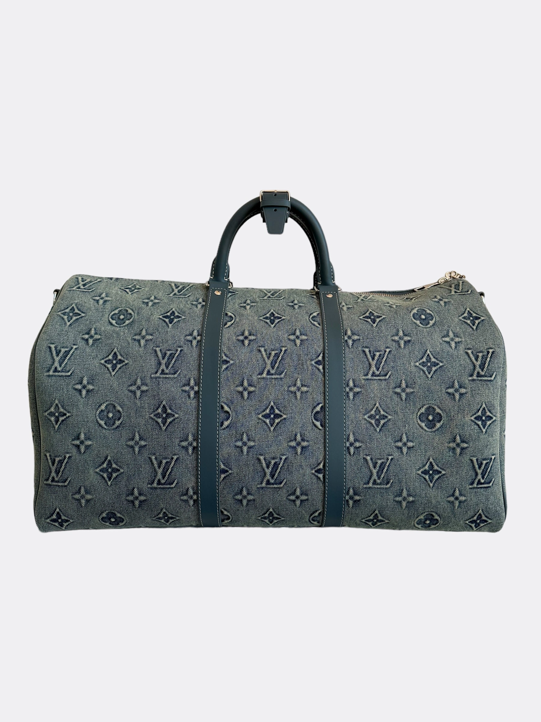 Louis Vuitton Blue Denim Monogram Keepall 50