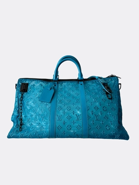 Louis Vuitton Blue Mesh Monogram Triangle Keepall 50