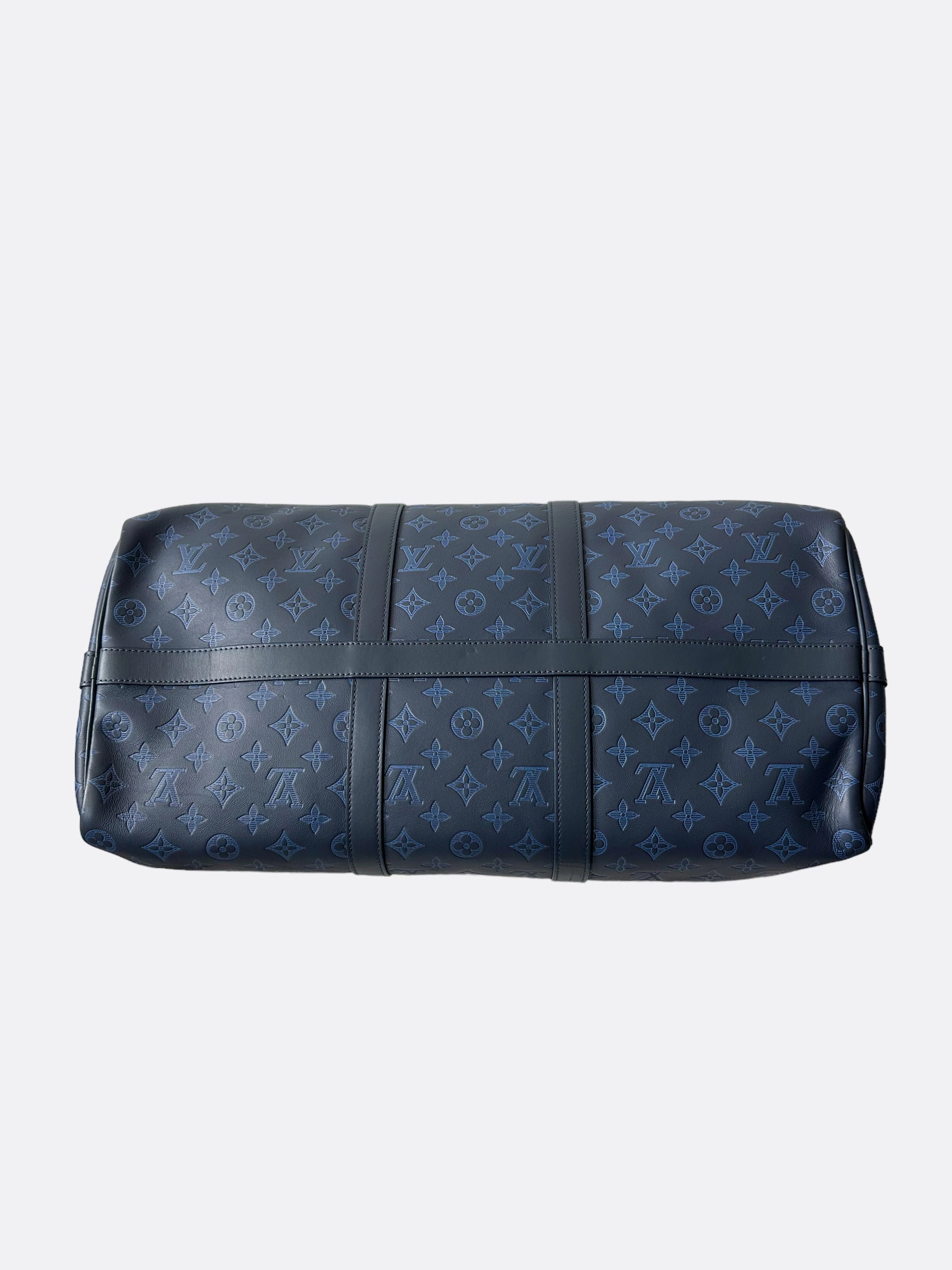 Louis Vuitton Blue Shadow Leather Monogram Keepall 50