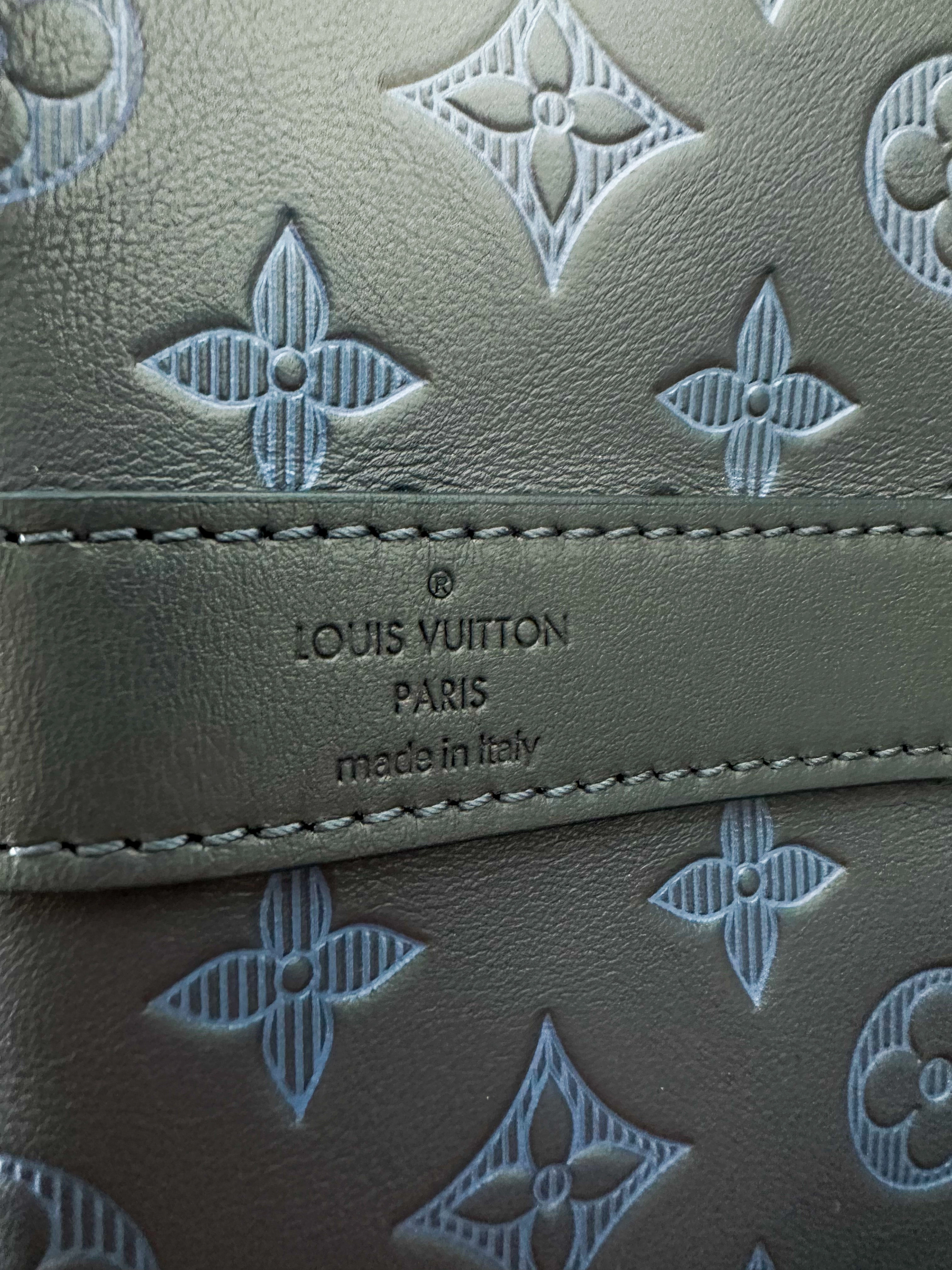 Louis Vuitton Blue Shadow Leather Monogram Keepall 50