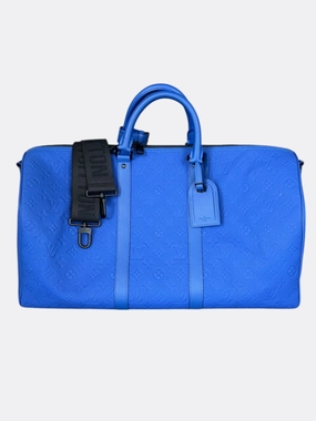 Louis Vuitton Blue Taurillon Monogram Keepall 50