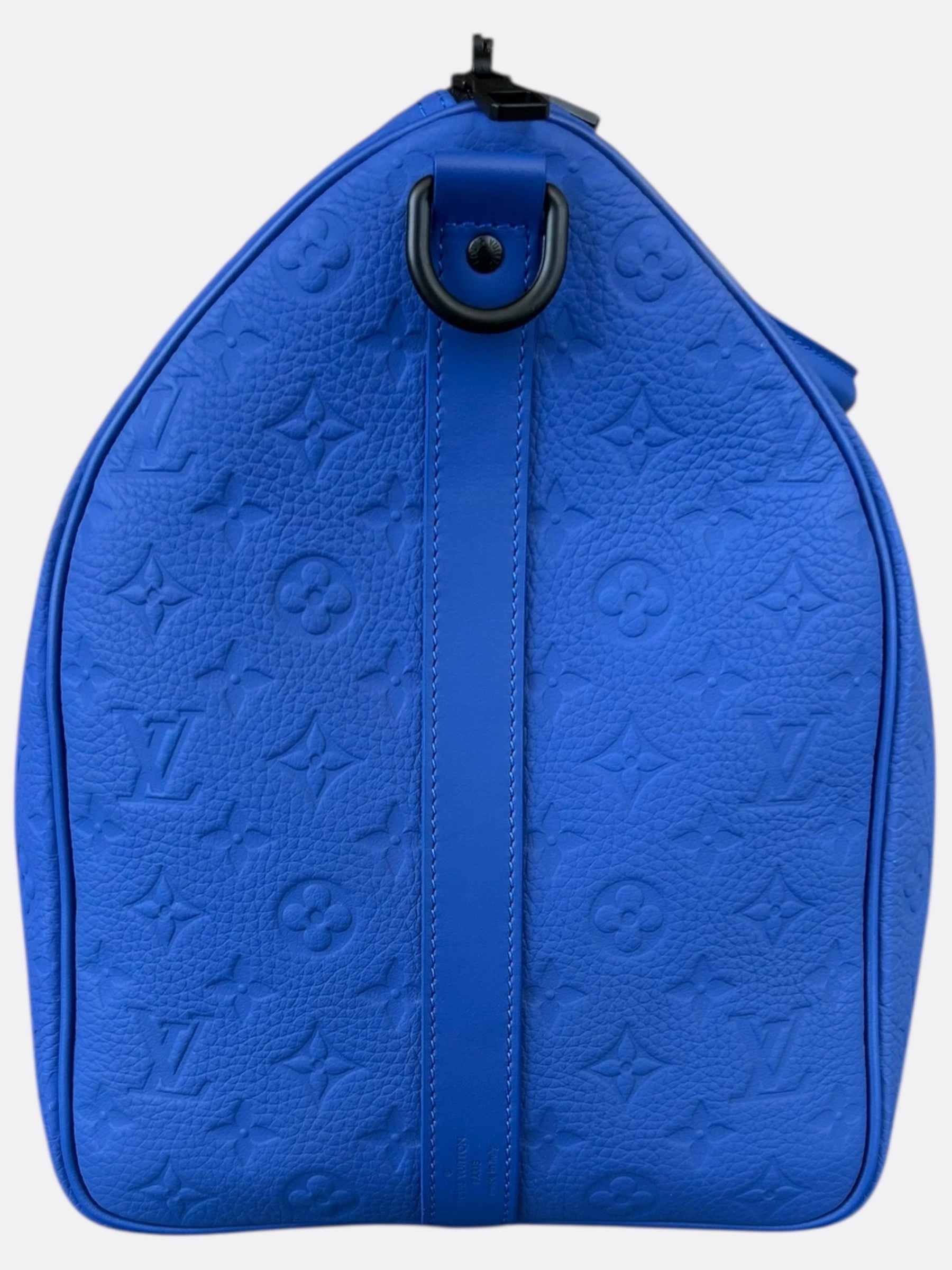 Louis Vuitton Blue Taurillon Monogram Keepall 50
