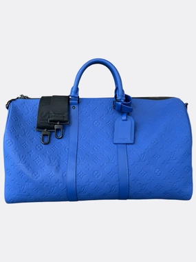 Louis Vuitton Blue Taurillon Monogram Keepall 50
