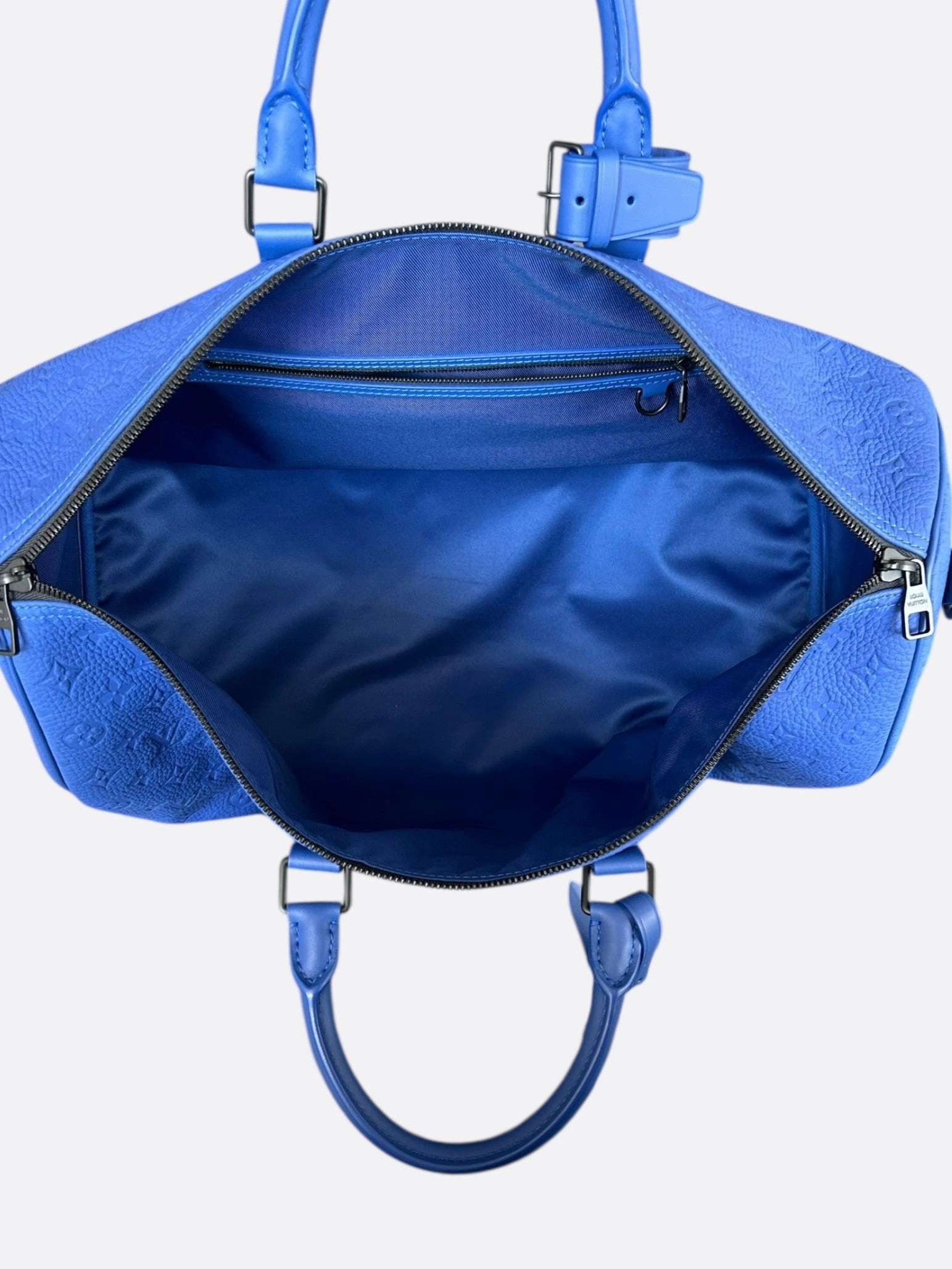 Louis Vuitton Blue Taurillon Monogram Keepall 50
