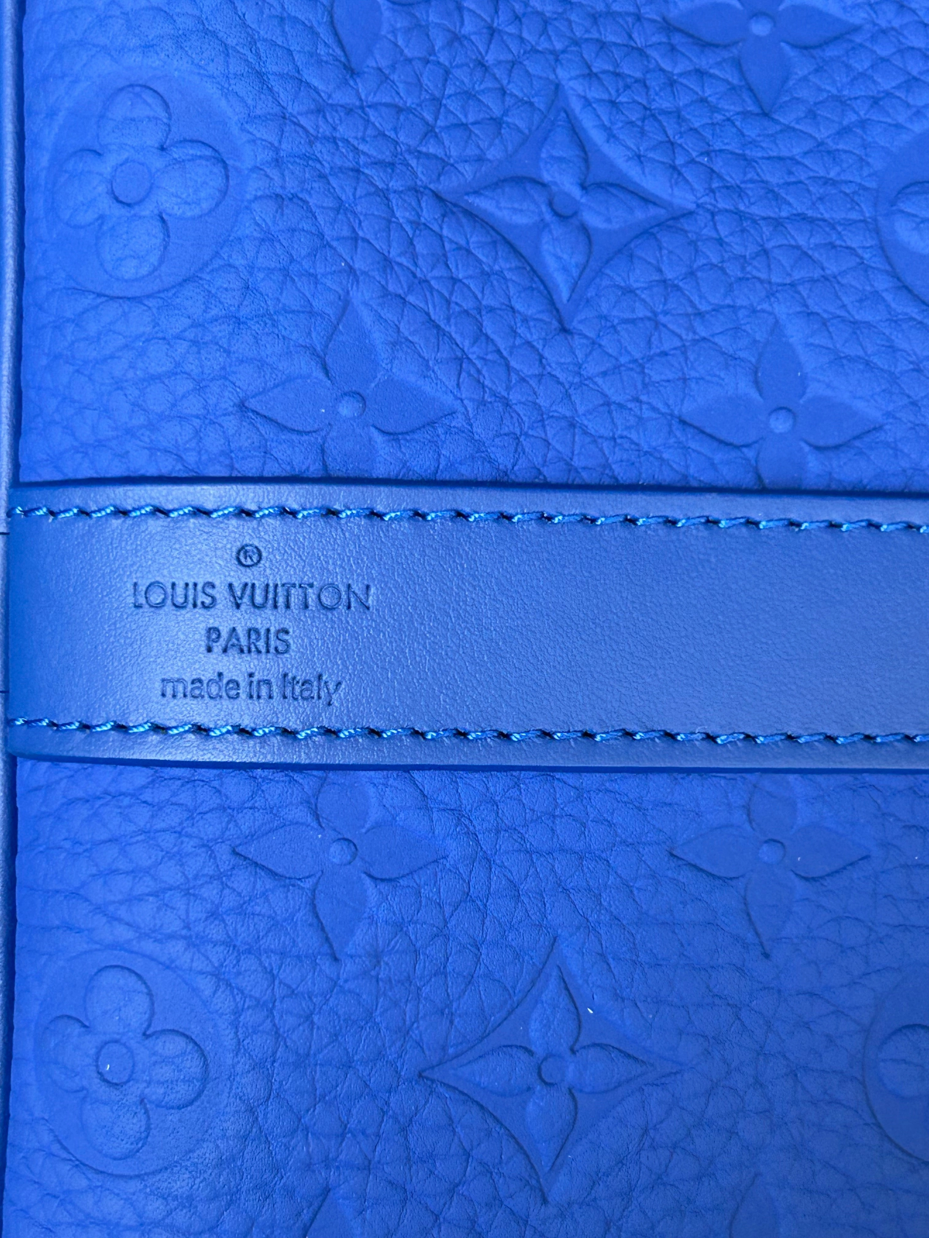 Louis Vuitton Blue Taurillon Monogram Keepall 50