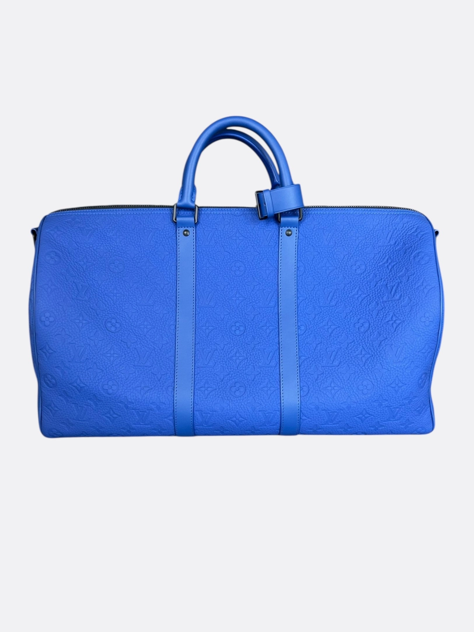 Louis Vuitton Blue Taurillon Monogram Keepall 50
