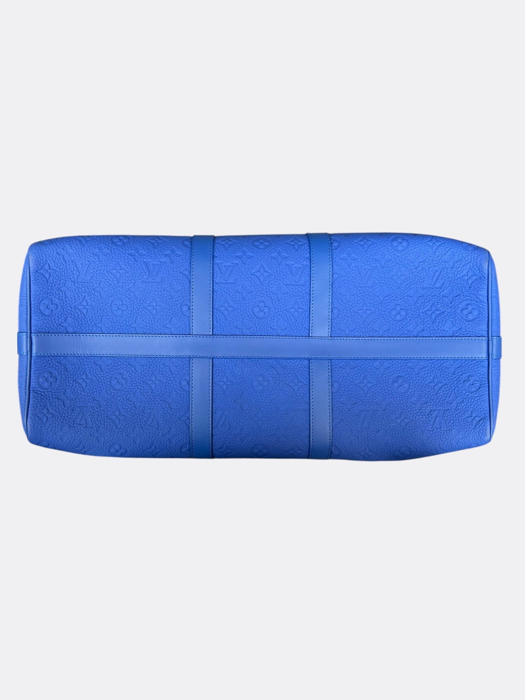 Louis Vuitton Blue Taurillon Monogram Keepall 50