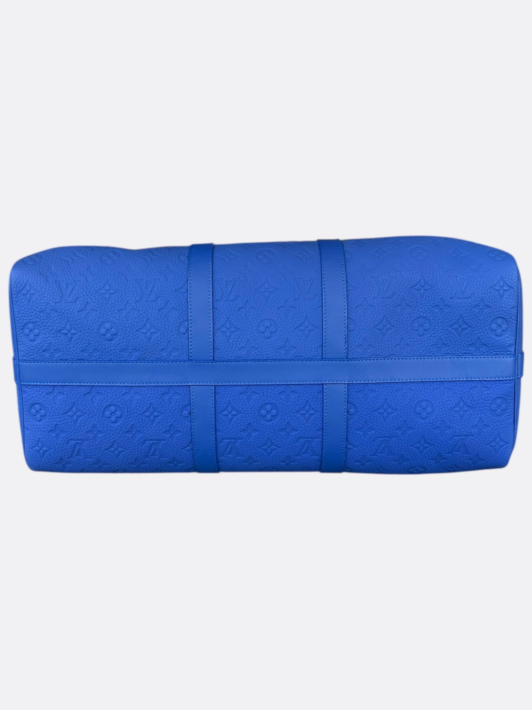 Louis Vuitton Blue Taurillon Monogram Keepall 50