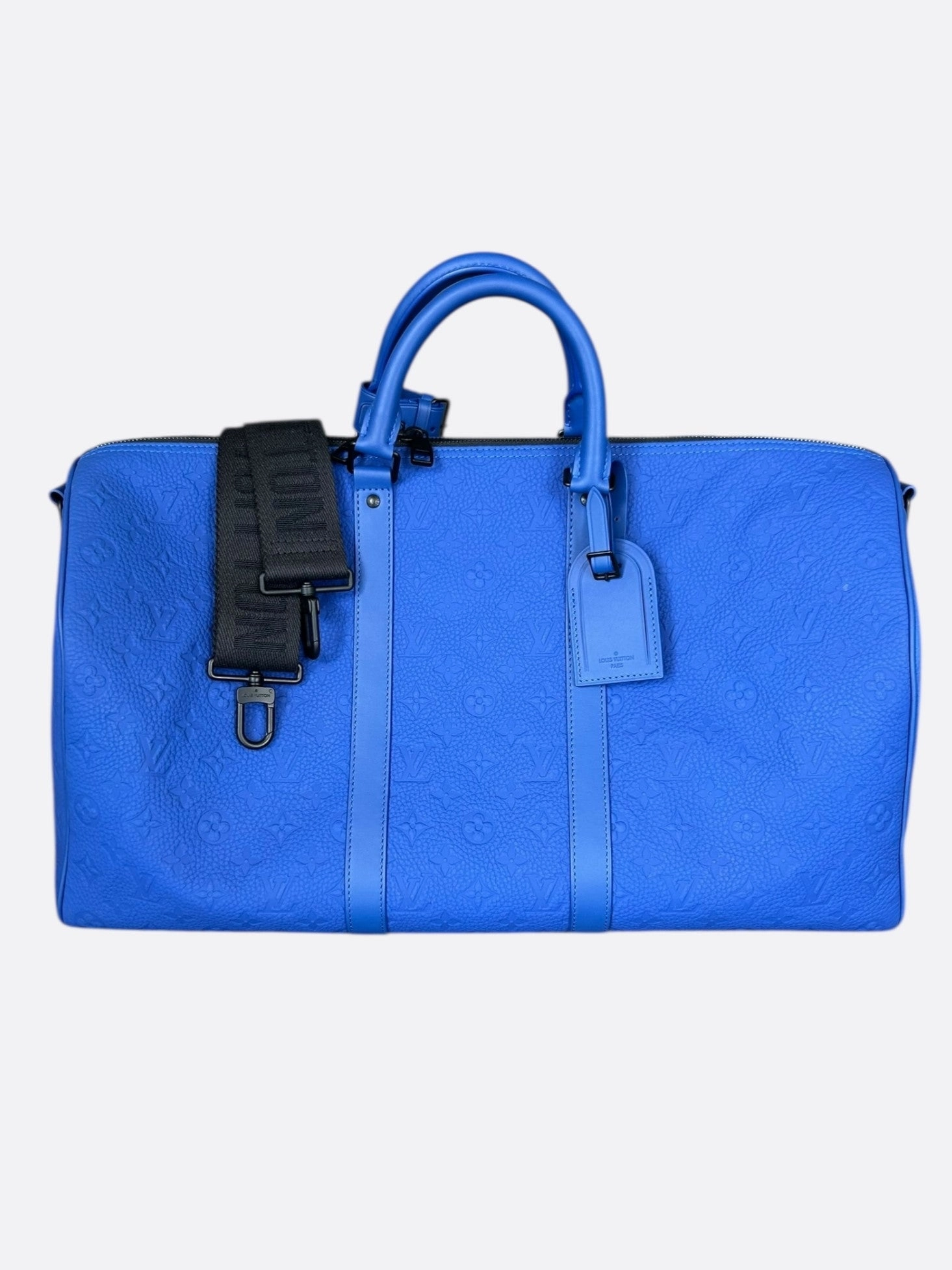 Louis Vuitton Blue Taurillon Monogram Keepall 50
