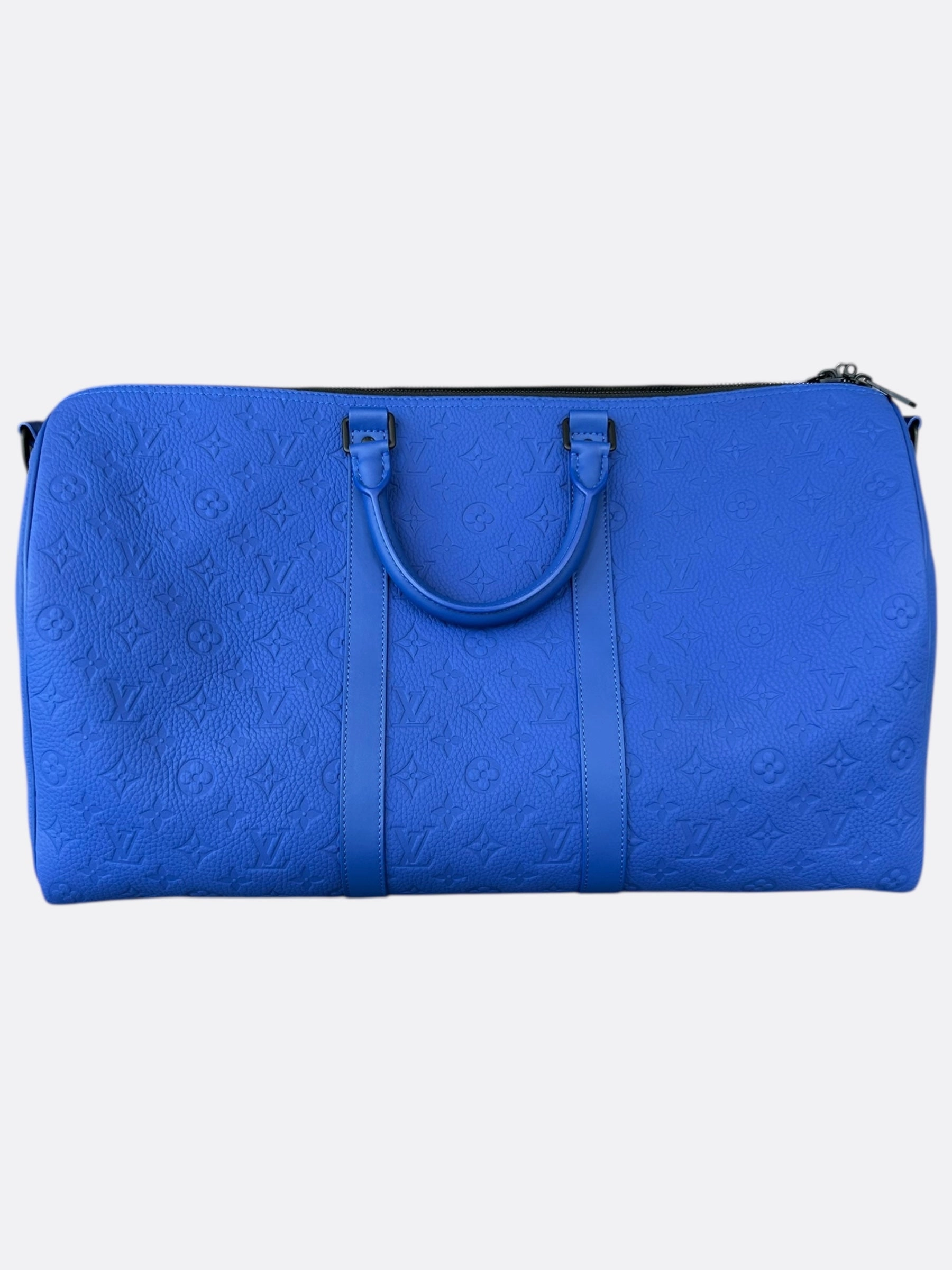 Louis Vuitton Blue Taurillon Monogram Keepall 50
