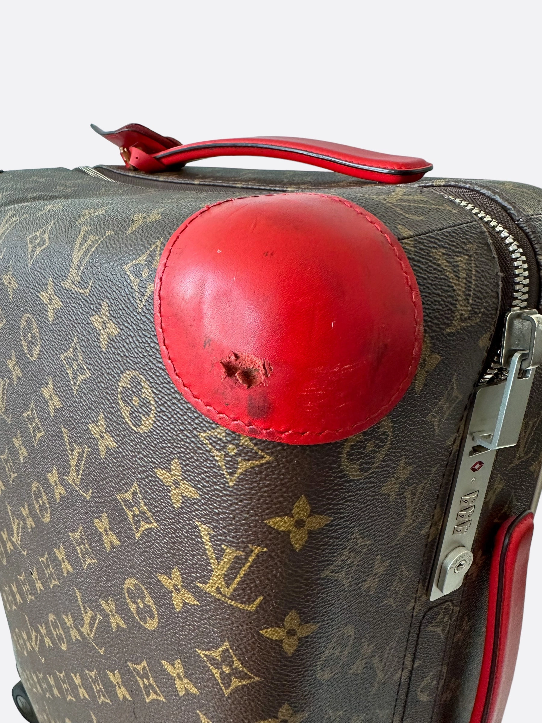 Louis Vuitton Brown & Red Monogram Horizon 55