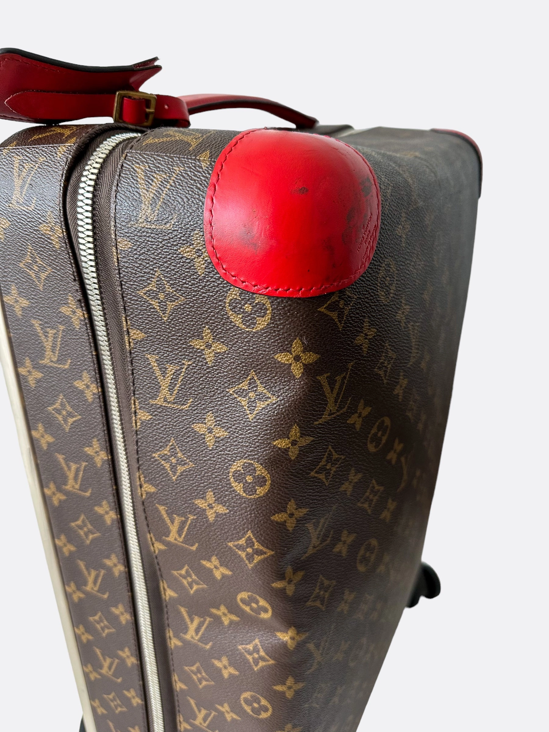 Louis Vuitton Brown & Red Monogram Horizon 55