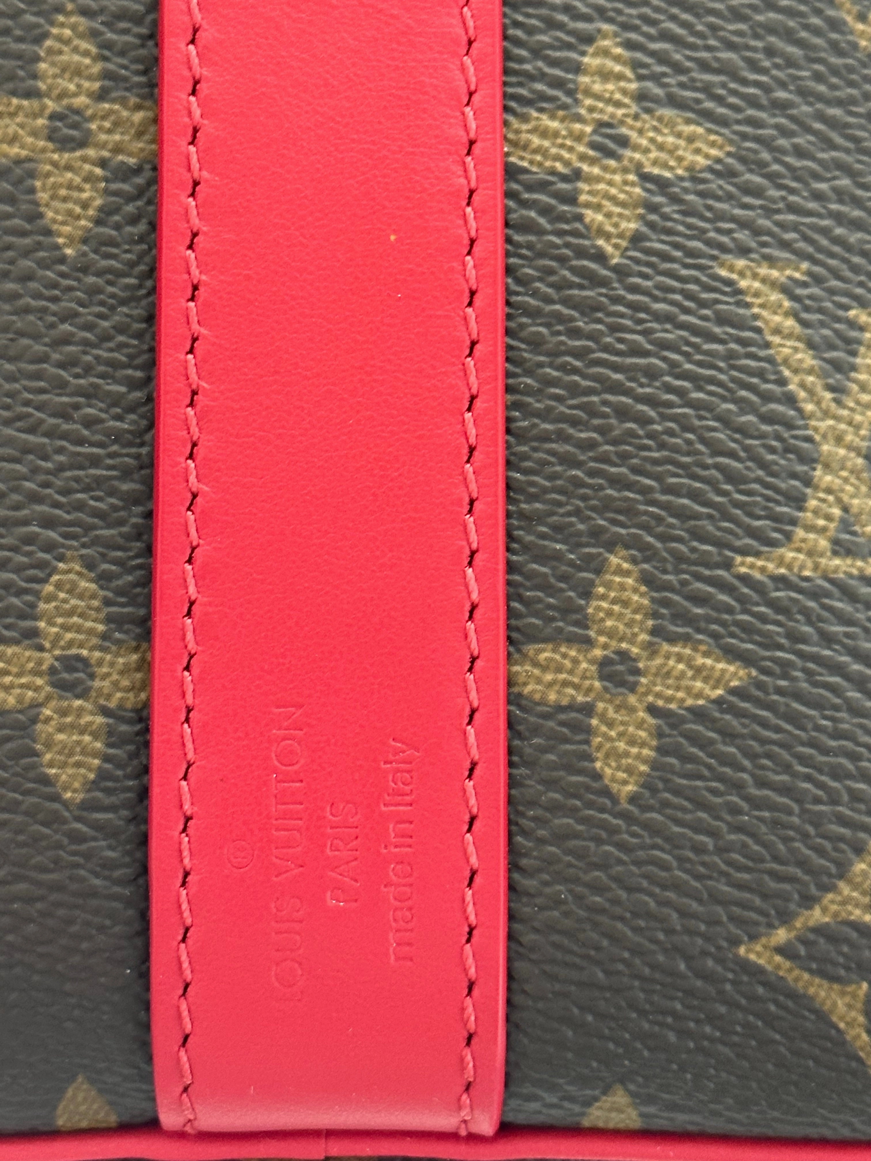 Louis Vuitton Brown & Red Monogram Keepall 45