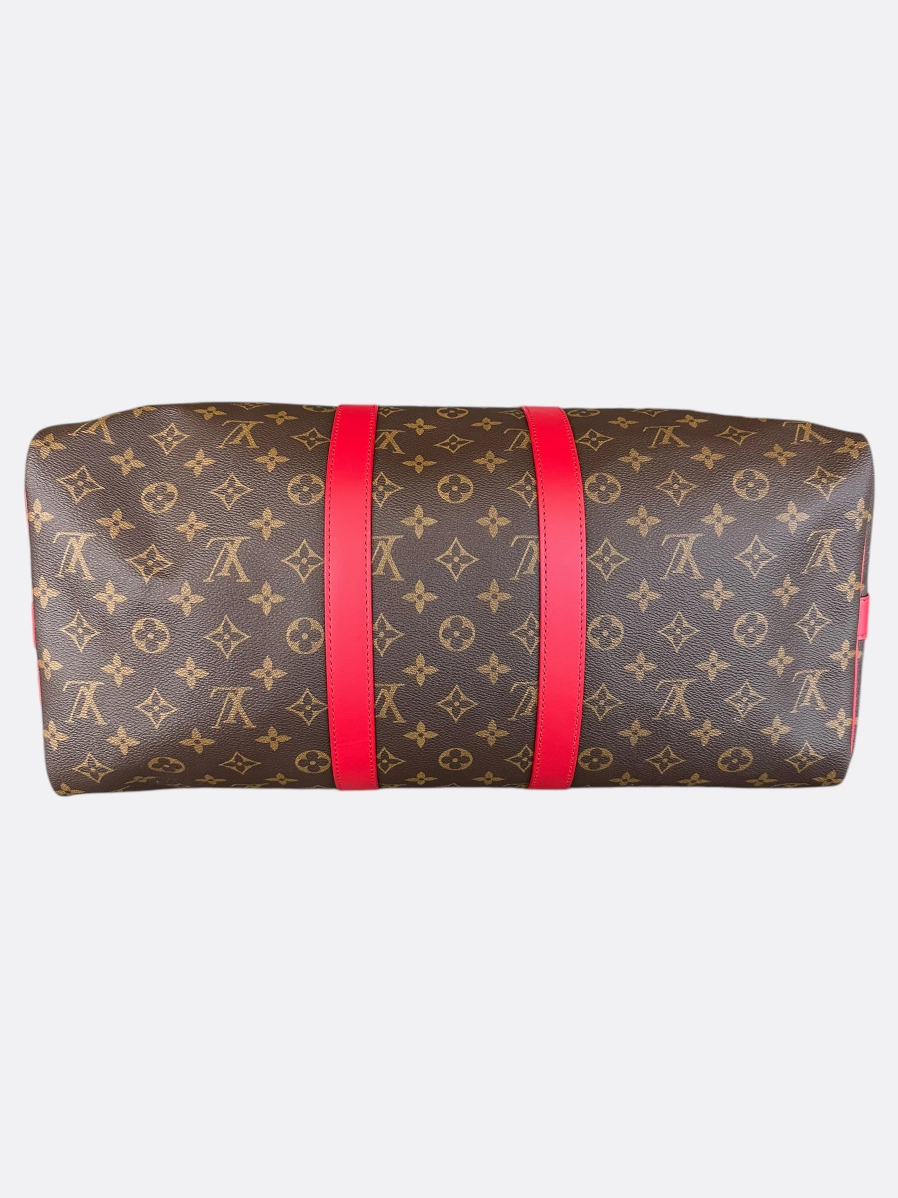Louis Vuitton Brown & Red Monogram Keepall 45