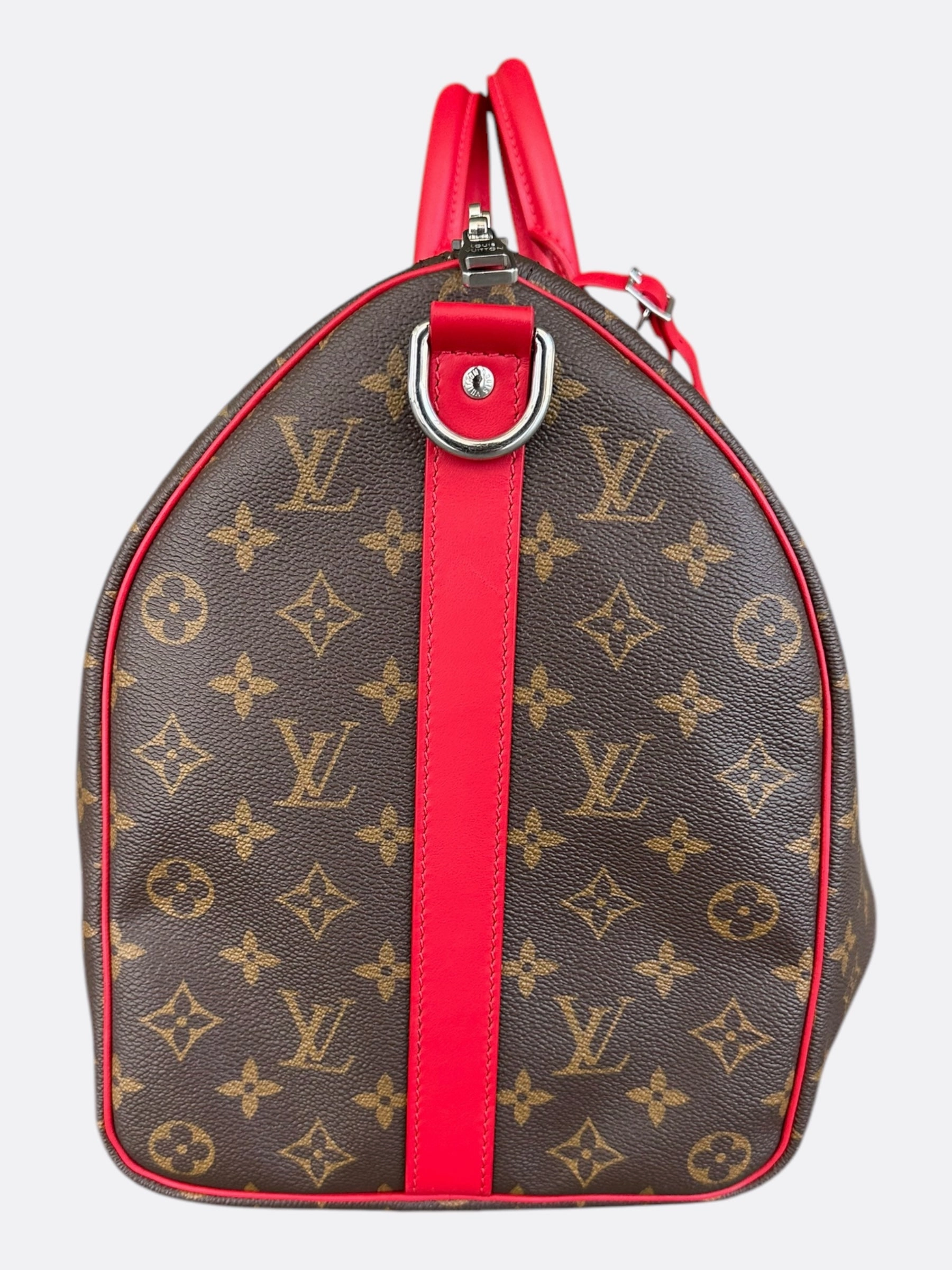 Louis Vuitton Brown & Red Monogram Keepall 45