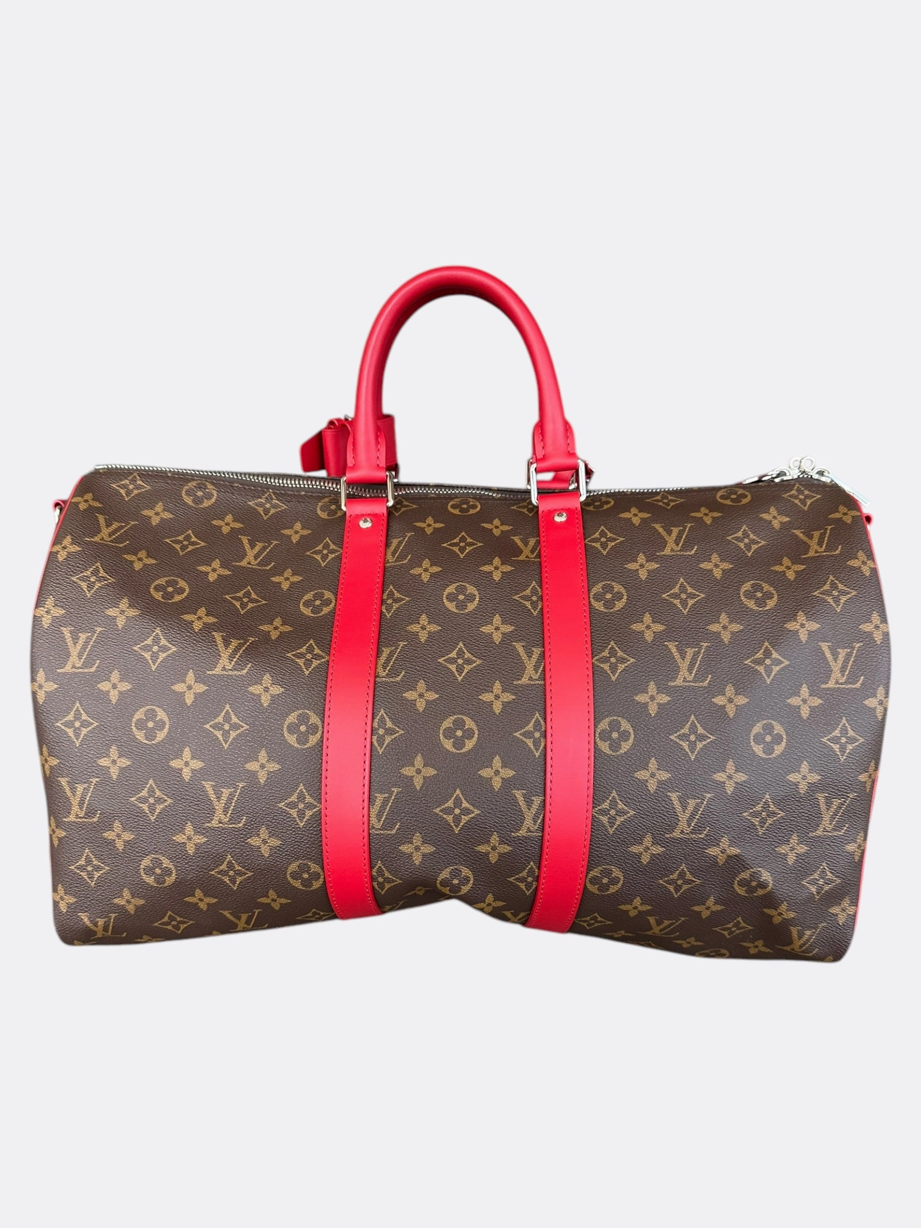 Louis Vuitton Brown & Red Monogram Keepall 45