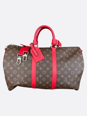 Louis Vuitton Brown & Red Monogram Keepall 45