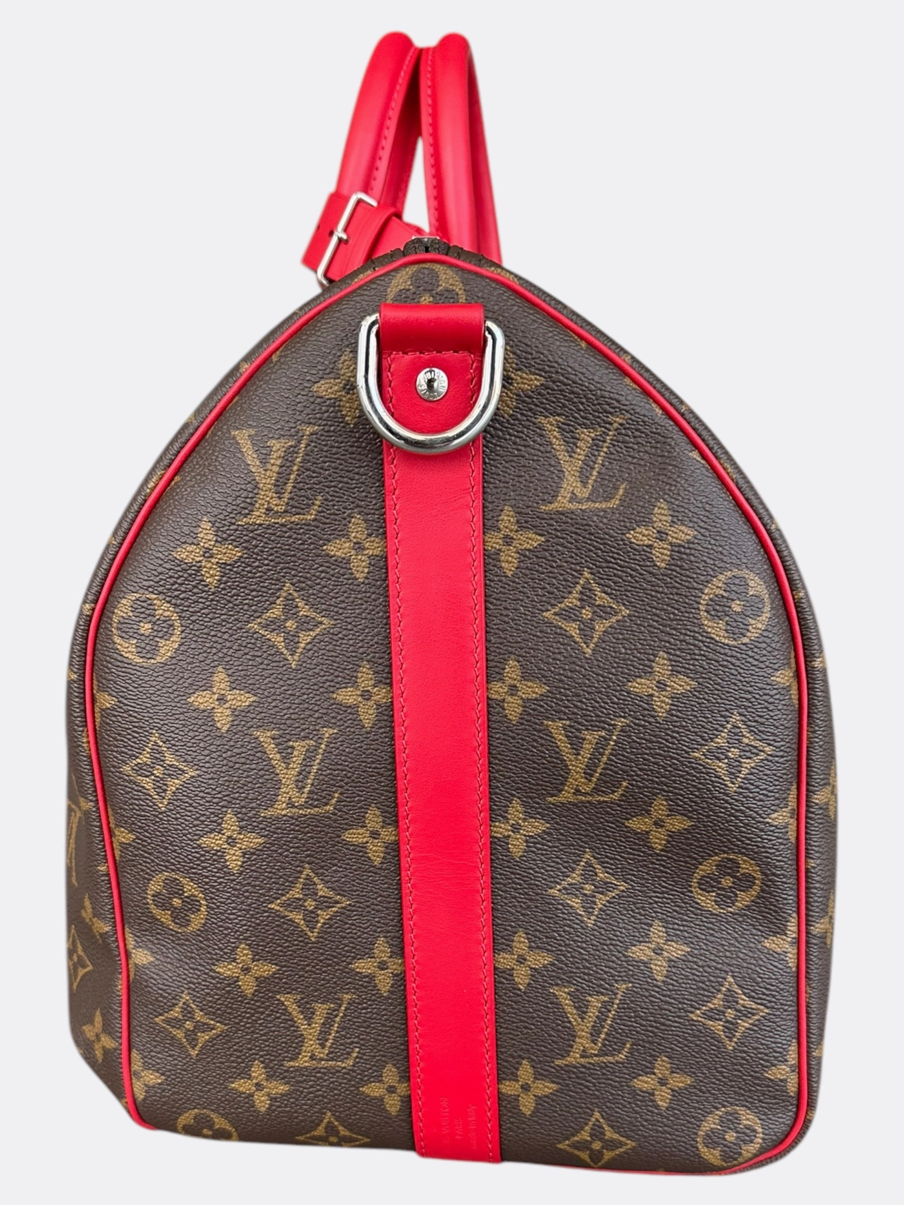 Louis Vuitton Brown & Red Monogram Keepall 45