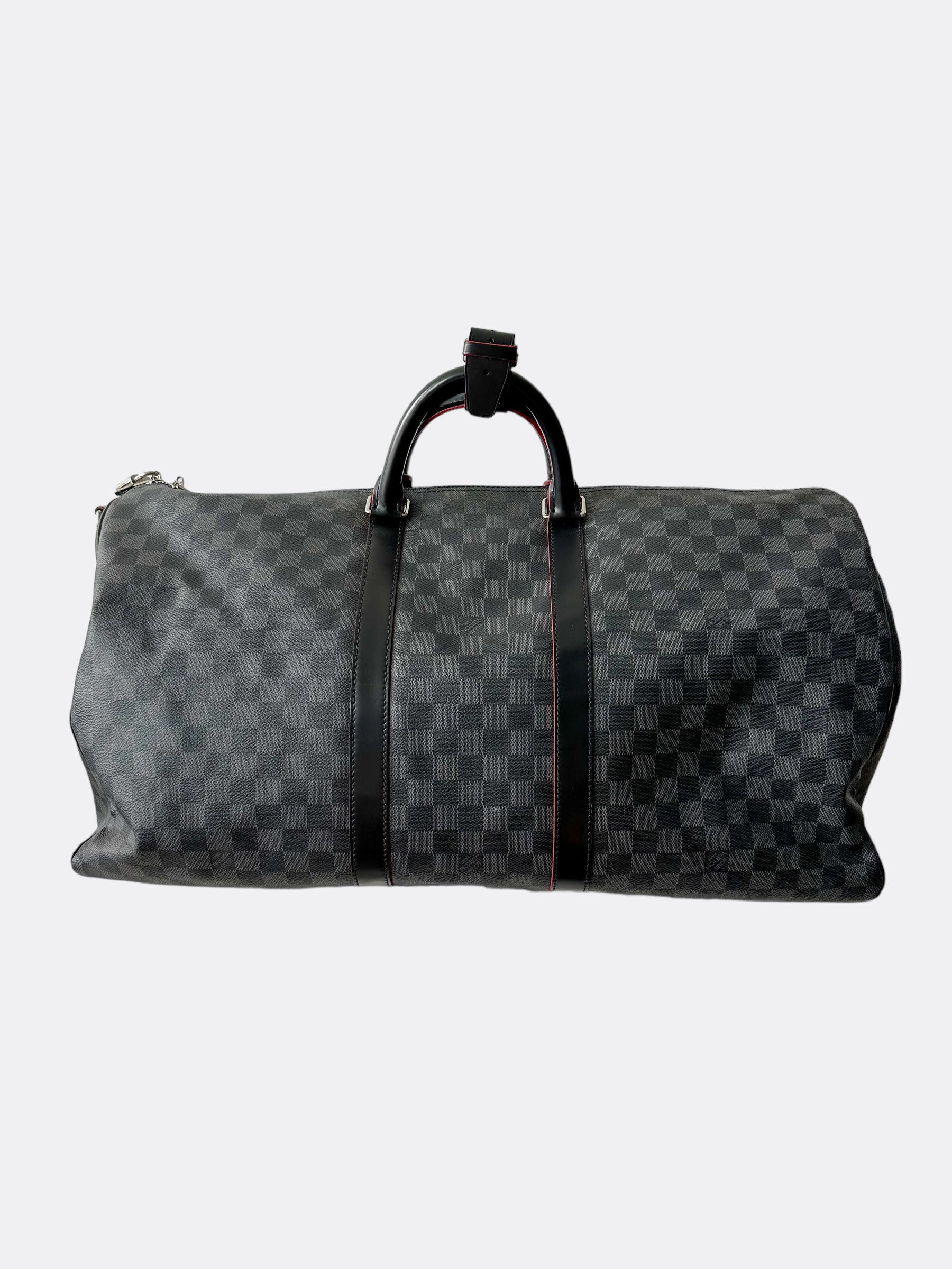 Louis Vuitton Damier Graphite Red Trim Keepall 55
