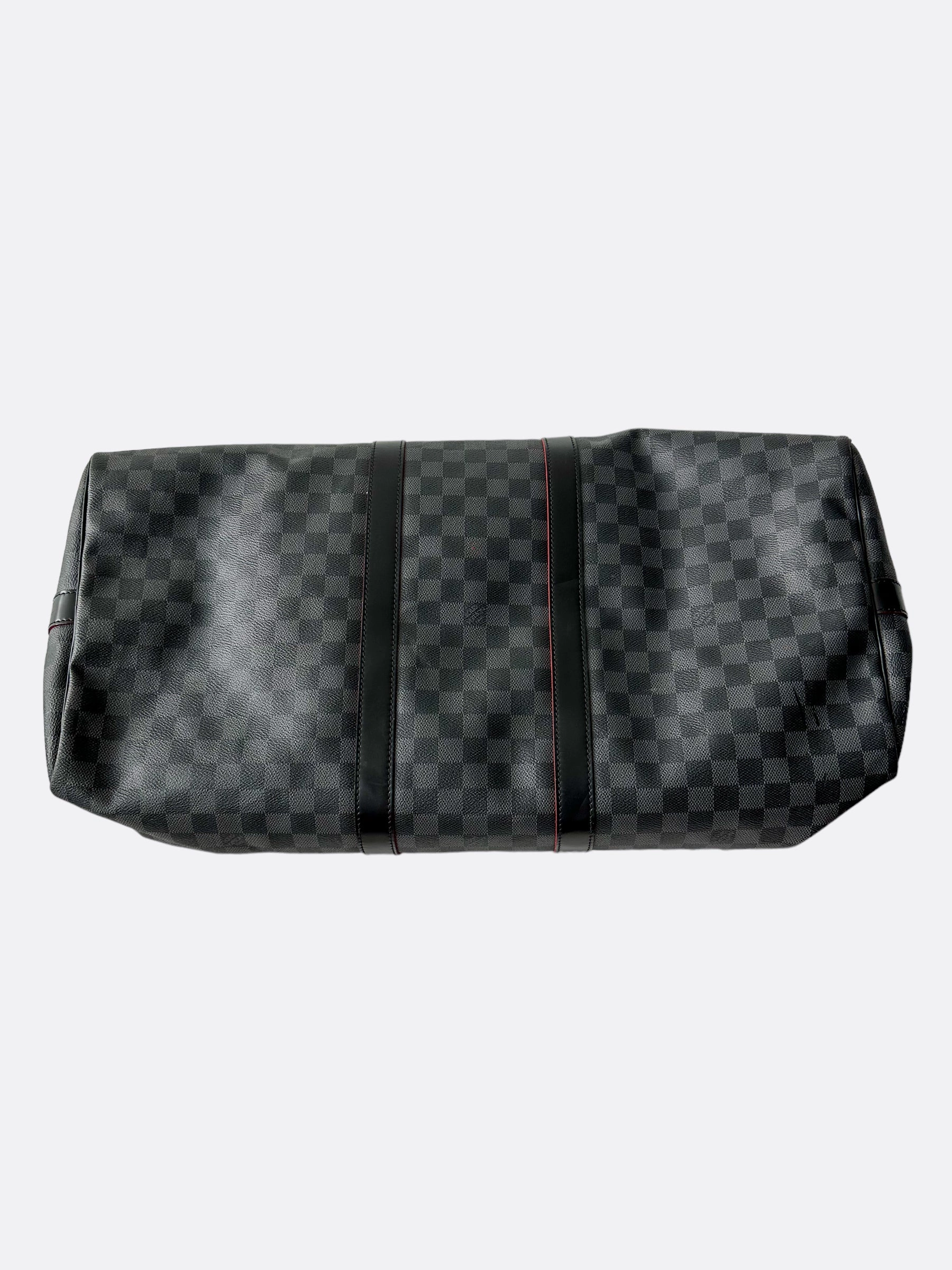 Louis Vuitton Damier Graphite Red Trim Keepall 55