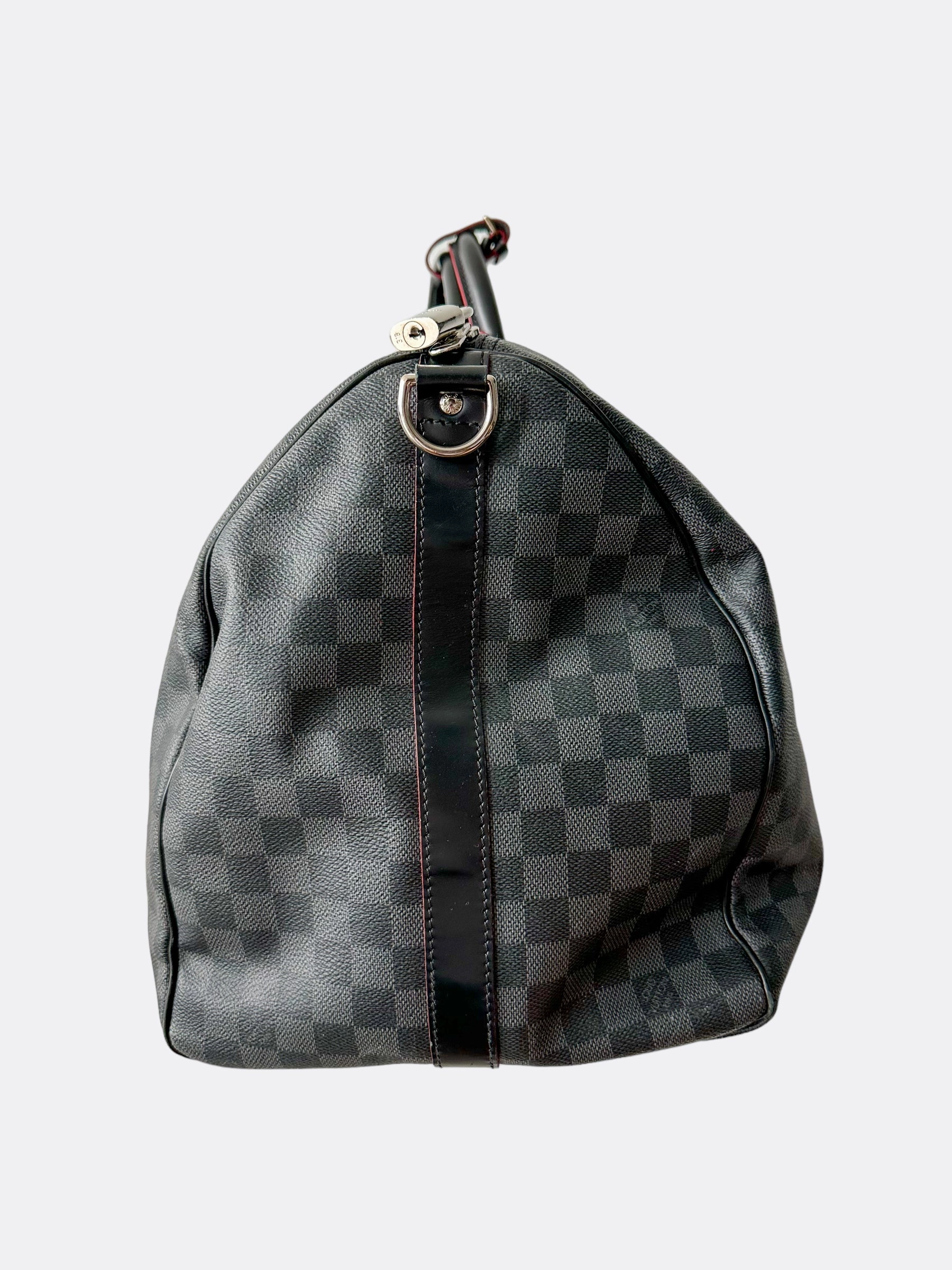 Louis Vuitton Damier Graphite Red Trim Keepall 55