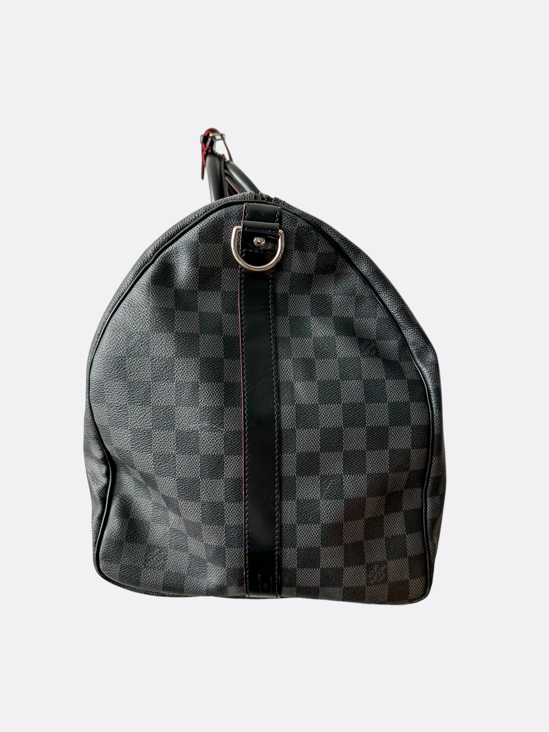 Louis Vuitton Damier Graphite Red Trim Keepall 55