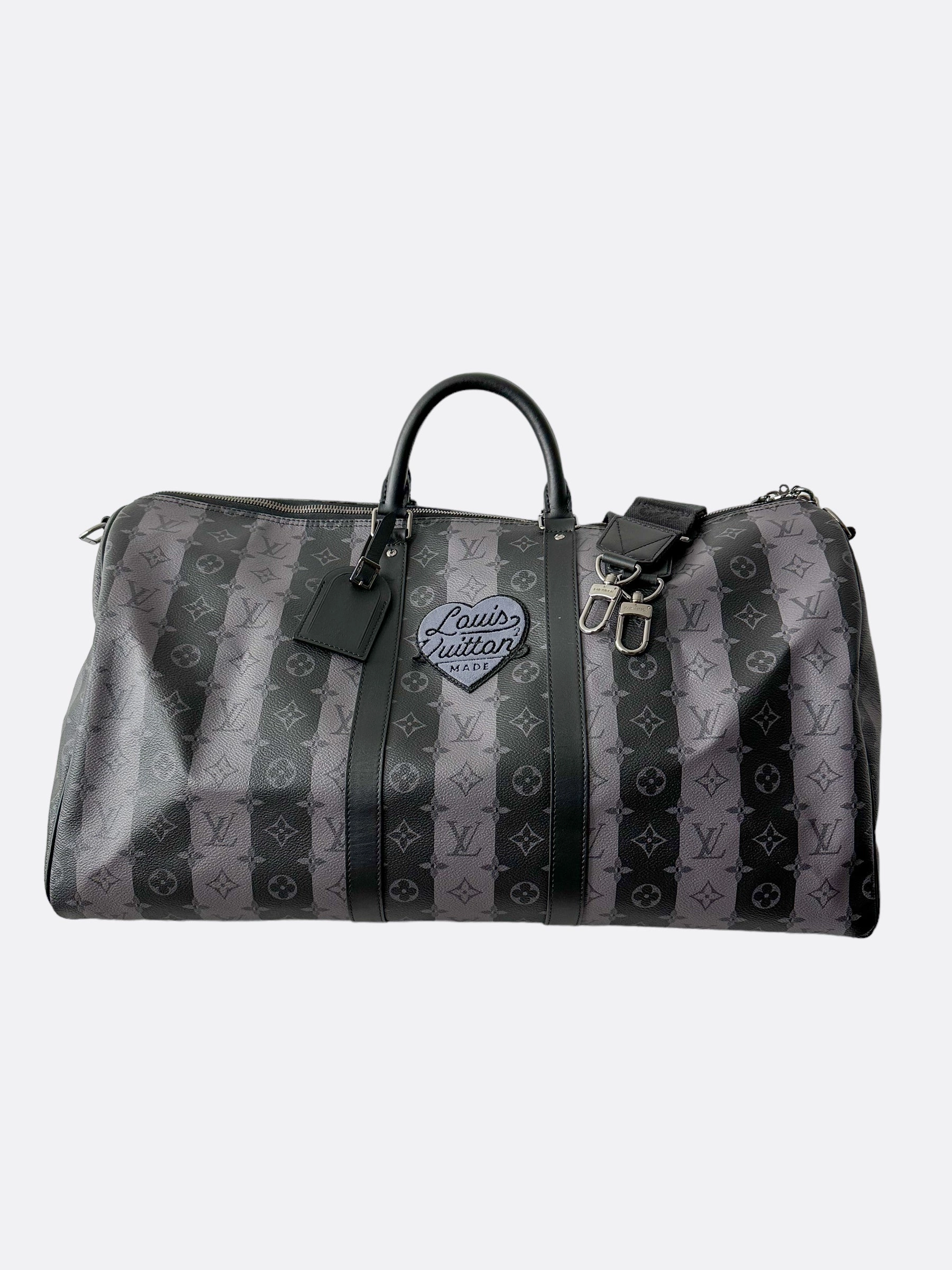 Louis Vuitton Nigo Grey Striped Monogram Keepall 55