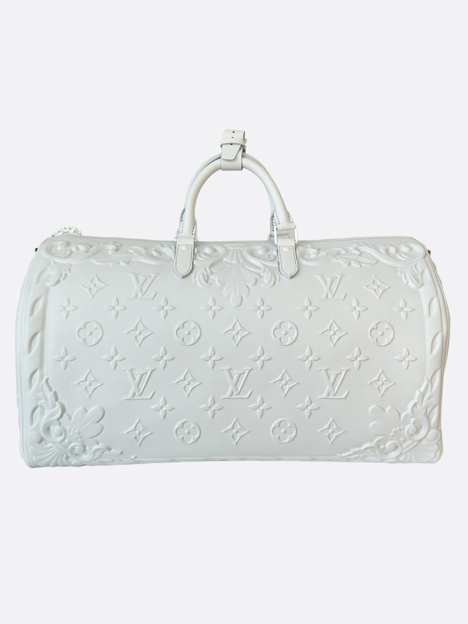 Louis Vuitton Optic White Embossed Monogram Keepall 50